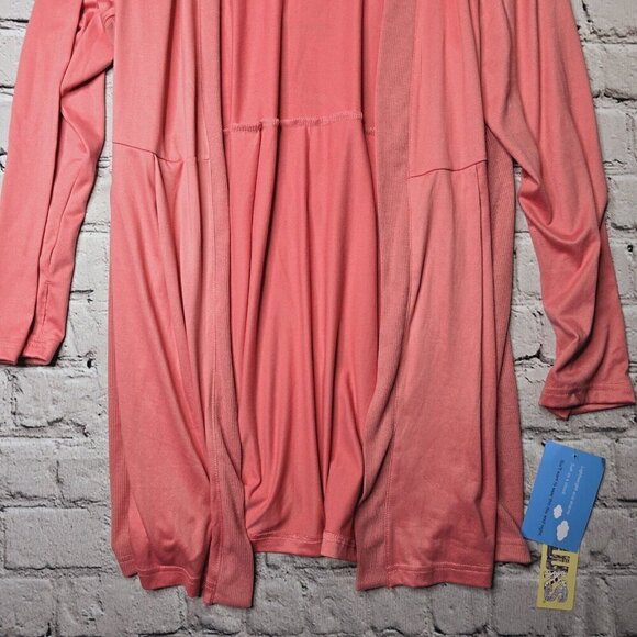 Muk Luks Coral Pink Soft Duster Cardigan Sweater NWT Size L - Picture 3 of 11